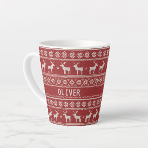 Nordisches Rentier-Strickmuster personalisiert Milchtasse