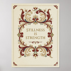 Nordisches Rosemaling Plakat, „Stille ist Stärke“ Poster