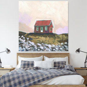 Nordisches rotes Haus Leinwanddruck