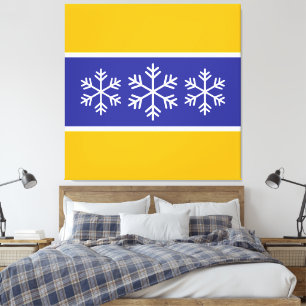 Nordisches Tiefblau Gelbe Streifen Alpine Schneefl Leinwanddruck
