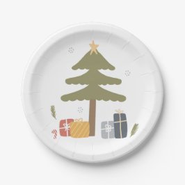 Nordisches Weihnachts-Party Skandi Weihnachtsbaum Pappteller