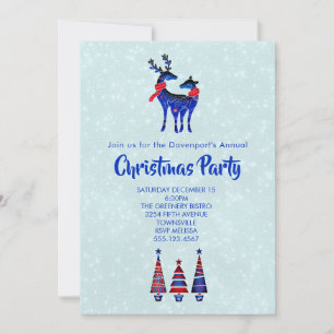 Nordisches Weihnachts-Rentier-Paar-Party Einladung