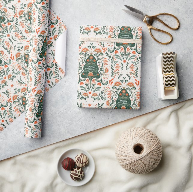 Nordisches Weihnachtsbaum-Party Geschenkpapier (Kunsthandwerk)