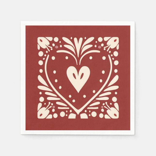 Nordisches Weihnachtsherz Serviette (Vorderseite)