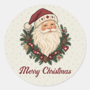 Nordisches Weihnachtsmann-Porträt mit Tannen-Festd Runder Aufkleber