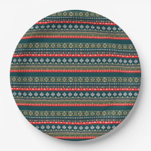 Nordisches Weihnachtsmuster Pappteller