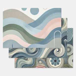 Nordisches Wrapping Paper Flat Sheet Set 3 Geschenkpapier Set