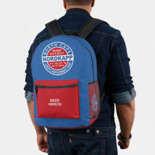 NORDKAPP Norwegen benutzerdefinierter Text Softbal Bedruckter Rucksack