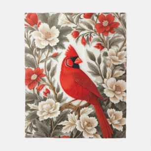 Nordkardinal-Vogel schöne Flora Fleecedecke
