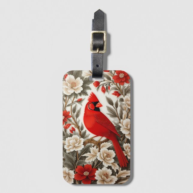 Nordkardinal-Vogel schöne Flora Gepäckanhänger (Vorderseite Vertikal)