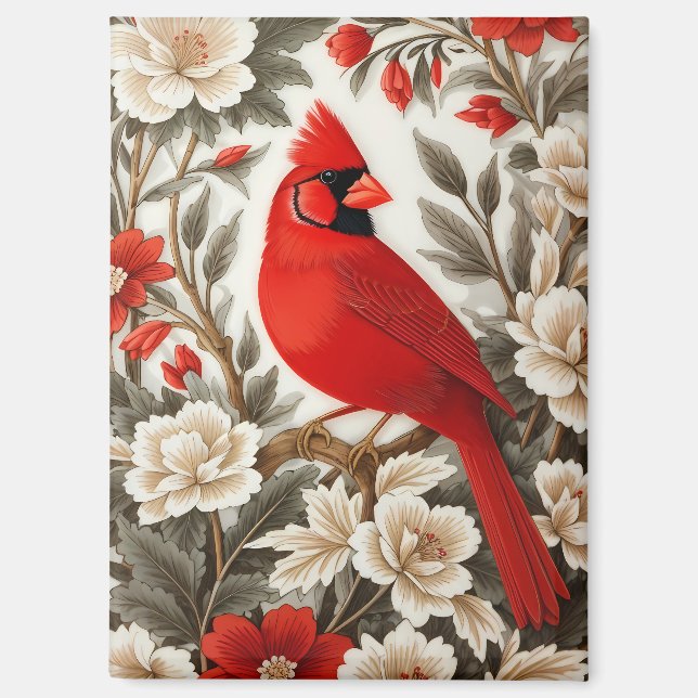Nordkardinal-Vogel schöne Flora Magnet (Vorderseite)