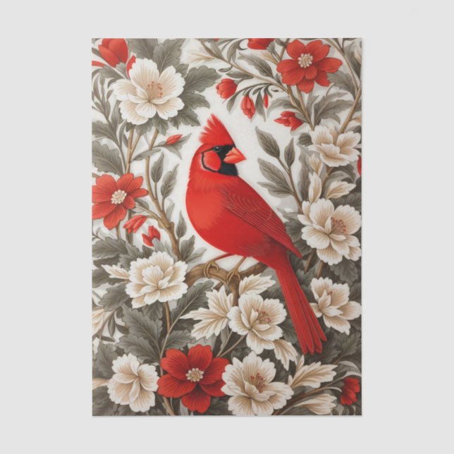 Nordkardinal-Vogel Schöne Flora Seidenpapier (Vorderseite)