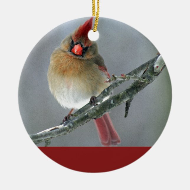 NordKardinals-Frau Keramikornament (Vorne)