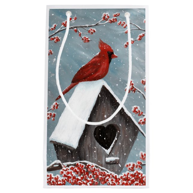 NordKardinals-Winter-Schnee Kleine Geschenktüte (Vorderseite)