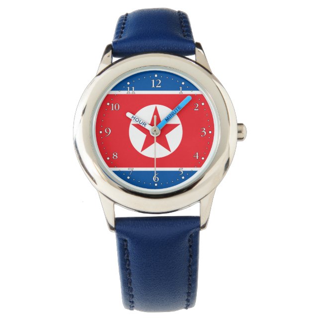 Nordkorea-Flagge Armbanduhr (Vorderseite)
