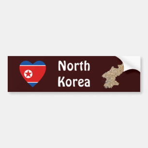 Nordkorea-Flagge Herz + Karte Aufkleber Autoaufkleber
