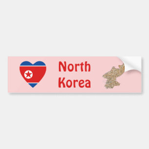 Nordkorea-Flagge Herz + Karte Aufkleber Autoaufkleber