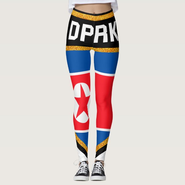 Nordkorea-Flagge Leggings (Vorderseite)