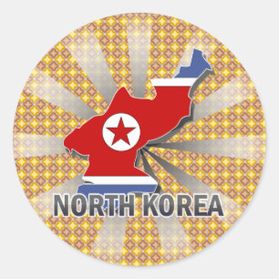 Nordkorea-Flaggen-Karte 2,0 Runder Aufkleber