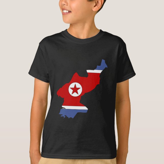 Nordkorea-Flaggen-Karte Größengleich T-Shirt (Vorderseite)