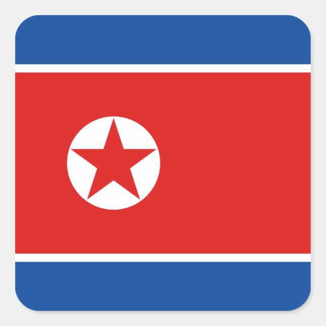 Nordkorea Flaggenaufkleber Quadratischer Aufkleber (Vorderseite)