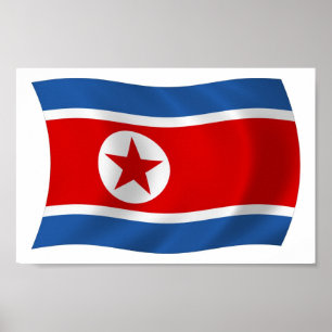 Nordkorea Flaggenposter drucken Poster