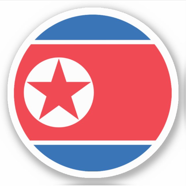 Nordkorea Flaggenrundkleber Aufkleber (Vorderseite)