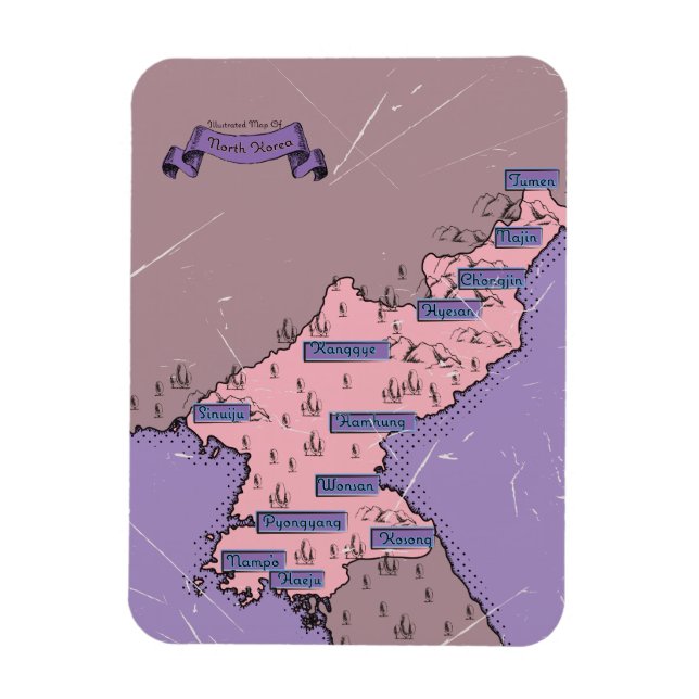 Nordkorea-Karte Magnet (Vertikal)
