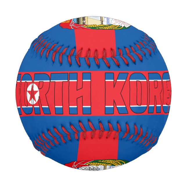 Nordkorea - Patriotische Flagge und Wappen Baseball (Vorderseite)