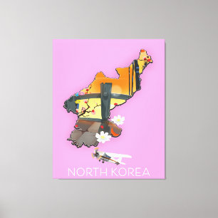 Nordkorea-Reisekarte Leinwanddruck