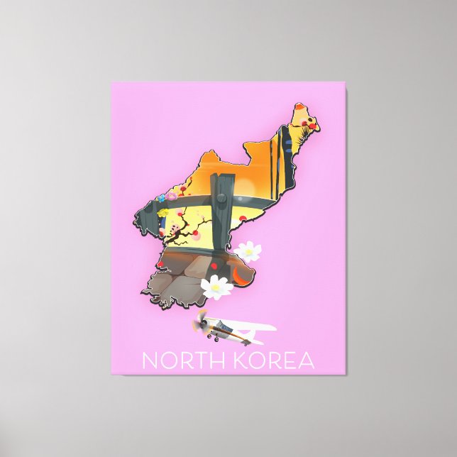 Nordkorea-Reisekarte Leinwanddruck (Vorderseite)