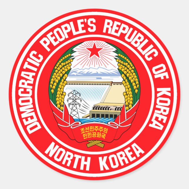 Nordkorea-Runde Runder Aufkleber (Vorderseite)