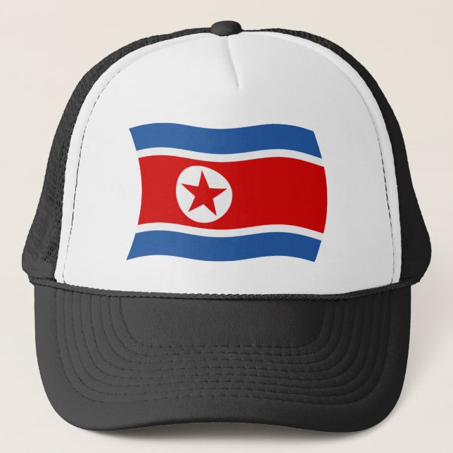 Nordkoreaischer Flaggenhut Truckerkappe (Vorderseite)