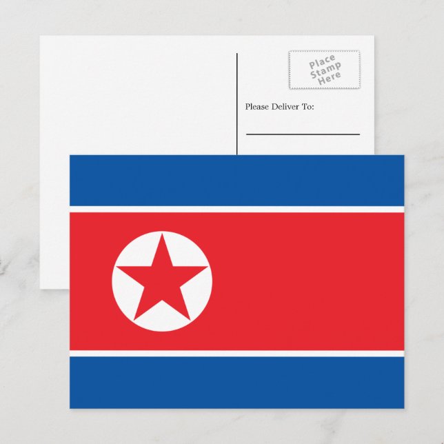 Nordkoreanische Flagge, Flagge Nordkoreas Postkarte (Vorne/Hinten)