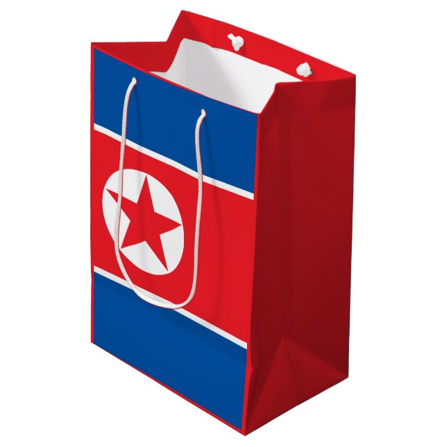 Nordkoreanische Flagge Mittlere Geschenktüte (Vorderseite Schrägansicht)
