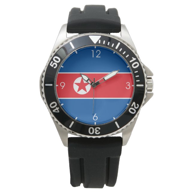 Nordkoreanische Flagge (Nordkorea) (DVRK) Armbanduhr (Vorderseite)