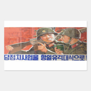 Nordkoreanische Soldat-Propaganda Rechteckiger Aufkleber