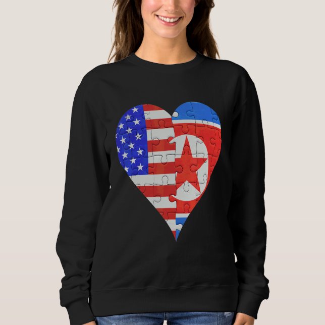 Nordkoreanisches Flaggenherz Sweatshirt (Vorderseite)