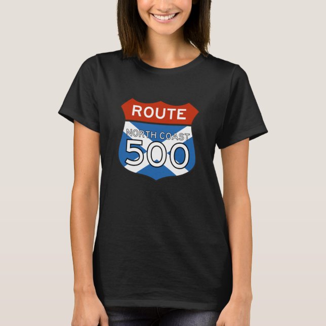 Nordküste 500 NC500 Zeichen mit schottischer Flagg T-Shirt (Vorderseite)