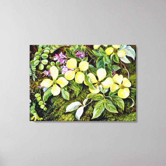 Nördlich - Blume eines Dogwood und eines Indizes,  Leinwanddruck (Vorderseite)