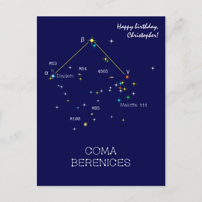 Nördliche Hemisphäre Konstellation Haar der Bereni Postkarte (Vorderseite)
