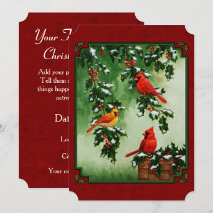 Nördliche Kardinäle und Holly Red Einladung