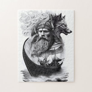 nördliche Mythologie Odin Fenriswolf und Wikingers