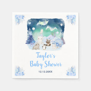 Nördliche Polarlichter Arktische Tiere Baby Shower Serviette