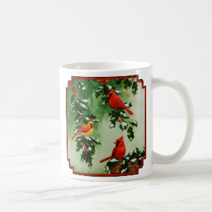 Nördliche Rotkardinäle und Stechpalme Kaffeetasse