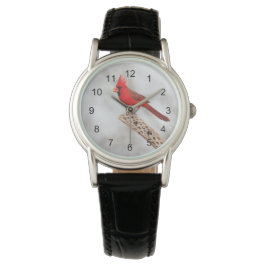 Nördlicher Kardinal auf Zweig Armbanduhr