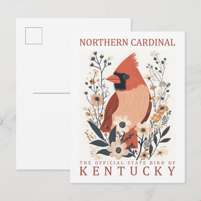 Nördlicher Kardinal Bird of Kentucky USA Travel Postkarte (Vorne/Hinten)