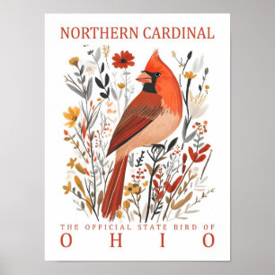 Nördlicher Kardinal Bird of Ohio USA Poster