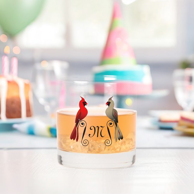 Nördlicher Kardinal SongBird Whiskyglas (Insitu (Geburtstag))