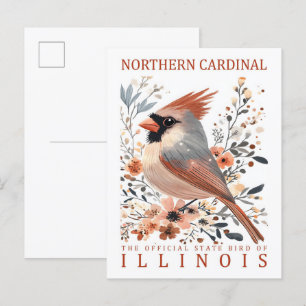 Nördlicher Kardinalvogel von Illinois USA Reise Postkarte